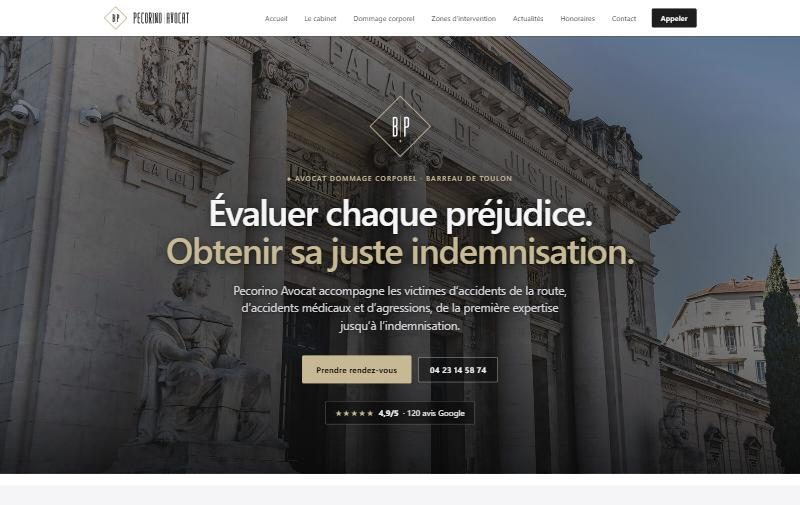 Page d'accueil du site de Pecorino Avocat